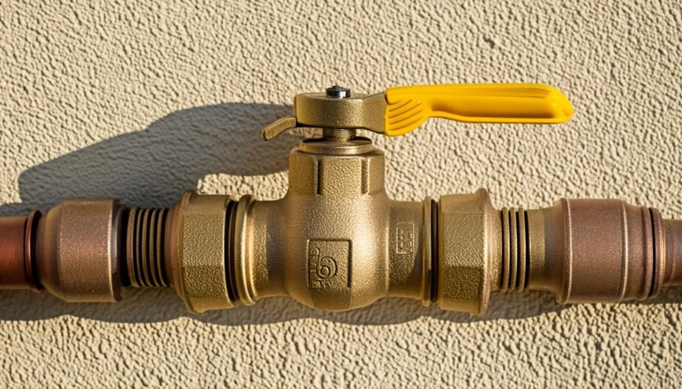 Copper water pipe with a shut-off valve during a leak repair at a Sarasota home