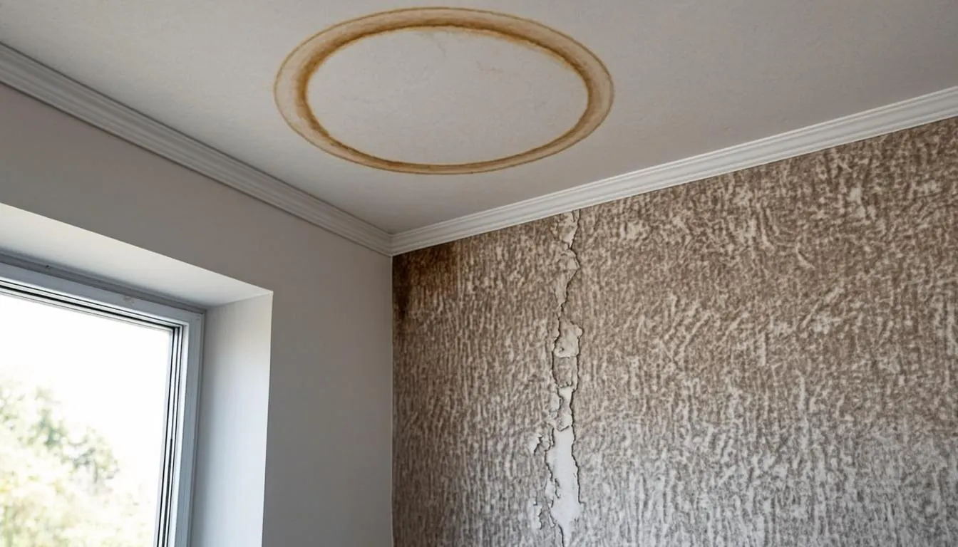 Ceiling stain ring left by a hidden water leak in a Sarasota home